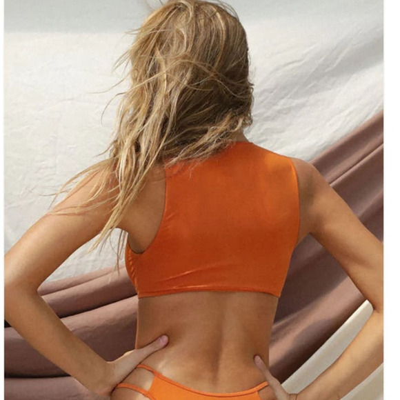 NWT Free People Toast Swim Signature Peek A Boo Top, Beige, size XS, Halter Top - Picture 3 of 12